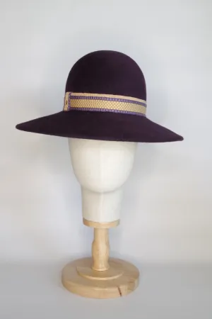 Regal Purple Hat with Handwoven Ribbon