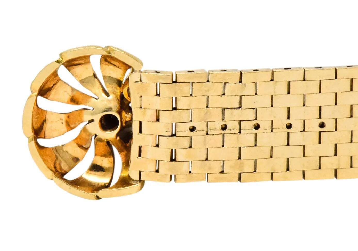Retro 0.40 CTW Diamond Ruby 14 Karat Gold Buckle Ring