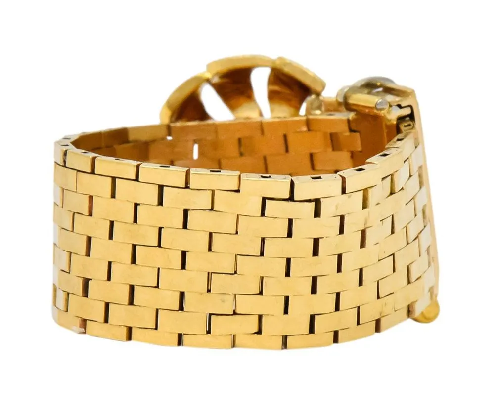 Retro 0.40 CTW Diamond Ruby 14 Karat Gold Buckle Ring