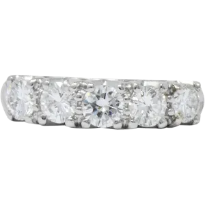 Retro 0.50 CTW Diamond 14 Karat White Gold Stackable Anniversary Band Ring