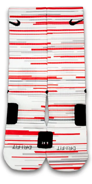 Retro 3 Red White Fire Custom Elite Socks
