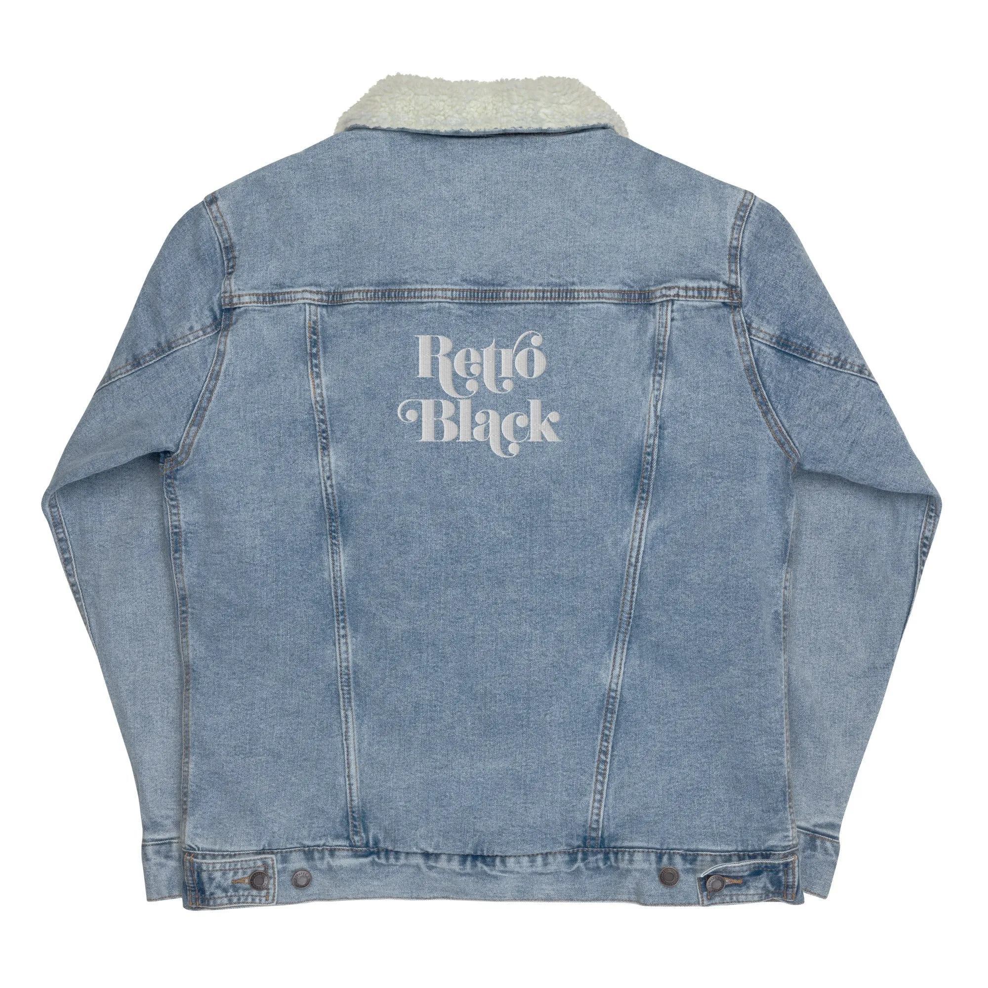 Retro Black Unisex denim sherpa jacket