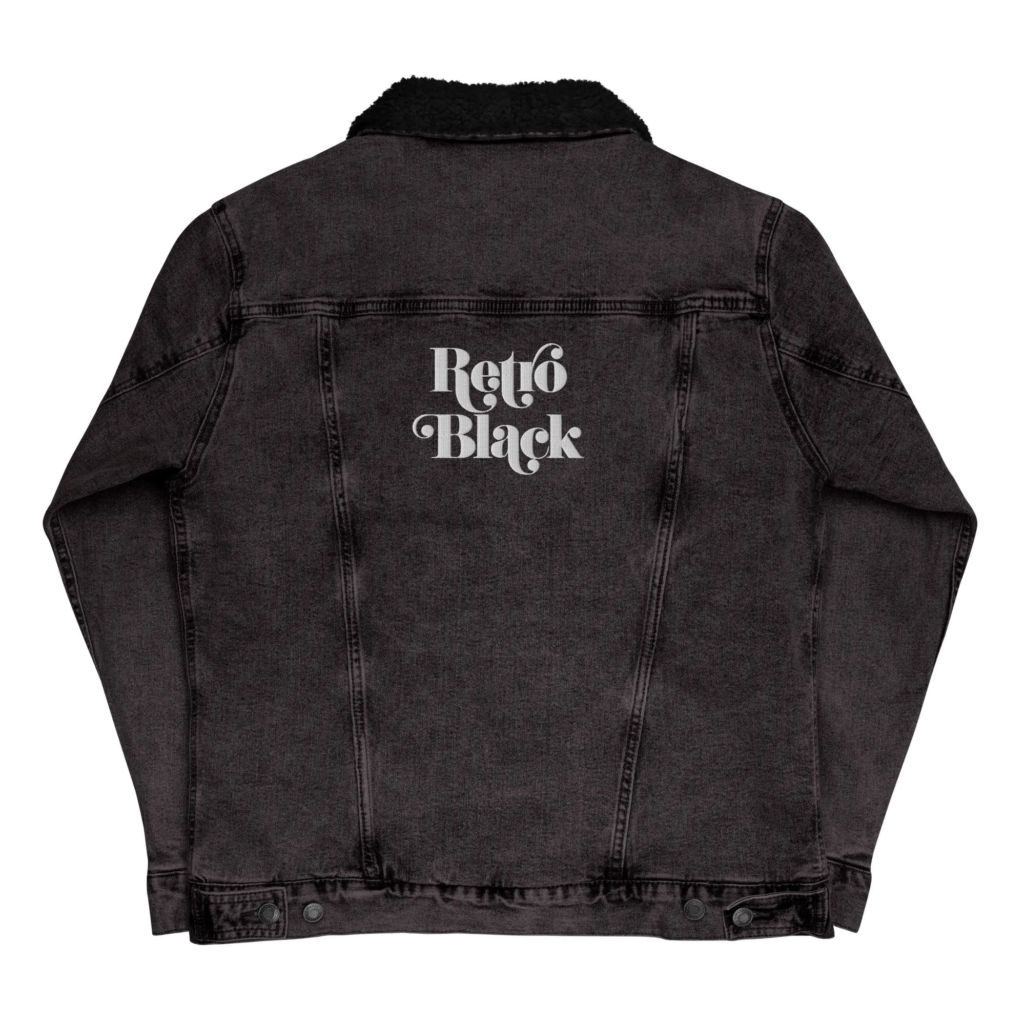 Retro Black Unisex denim sherpa jacket