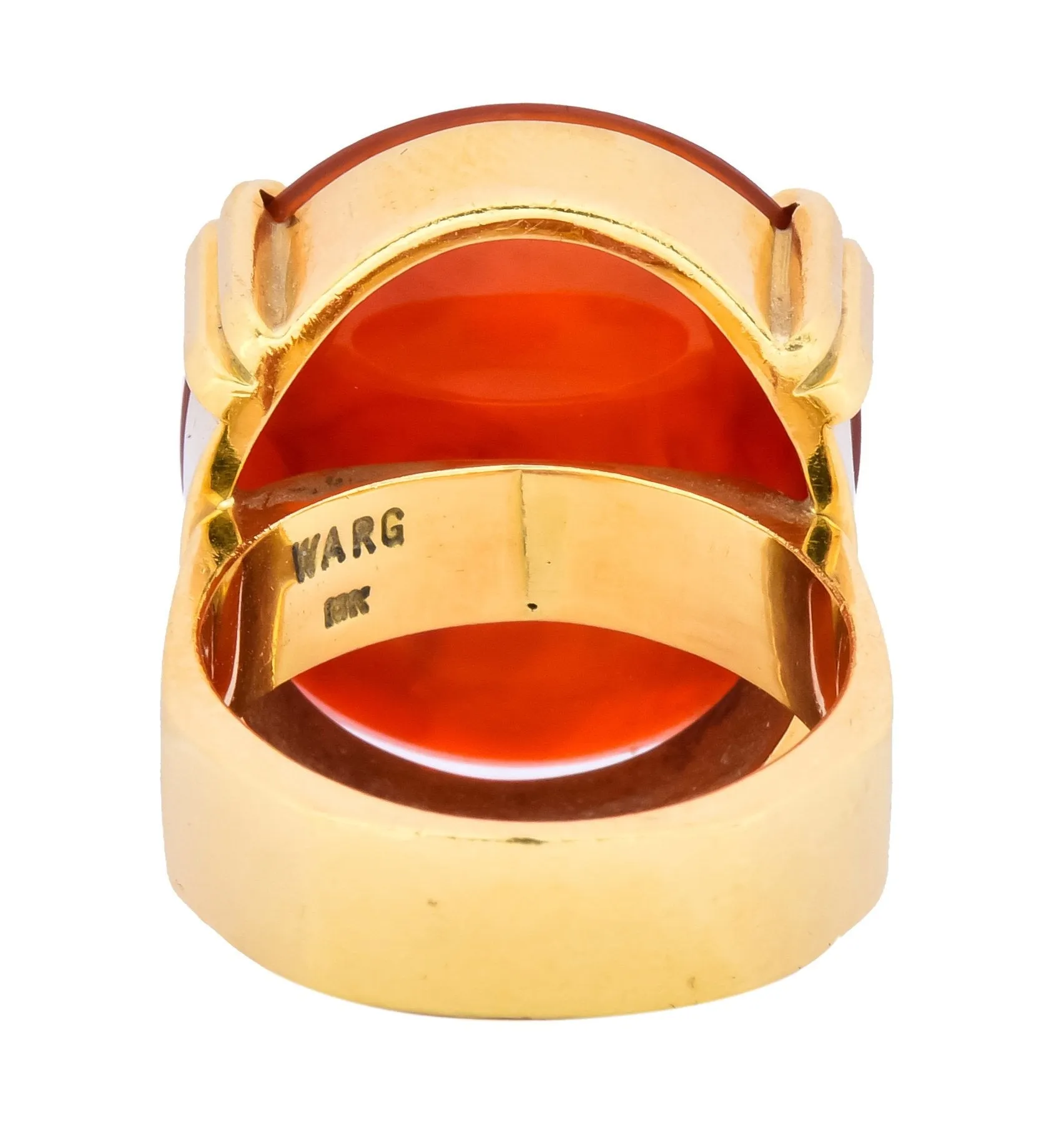 Retro Carnelian Intaglio 18 Karat Gold Deo Regi Patria Unisex Ring