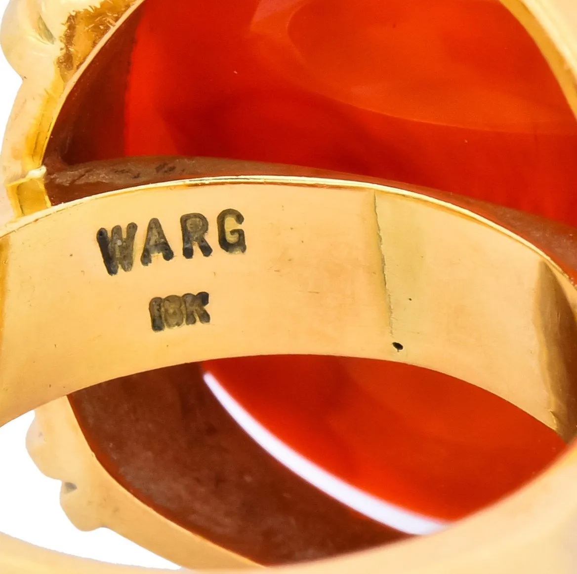 Retro Carnelian Intaglio 18 Karat Gold Deo Regi Patria Unisex Ring
