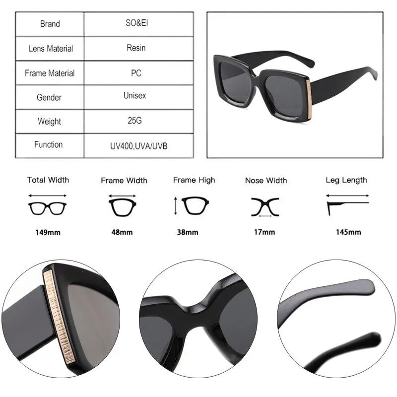 Retro Classic Square Women Fashion Gradient Mirror Eyewear Shades Sun Glasses