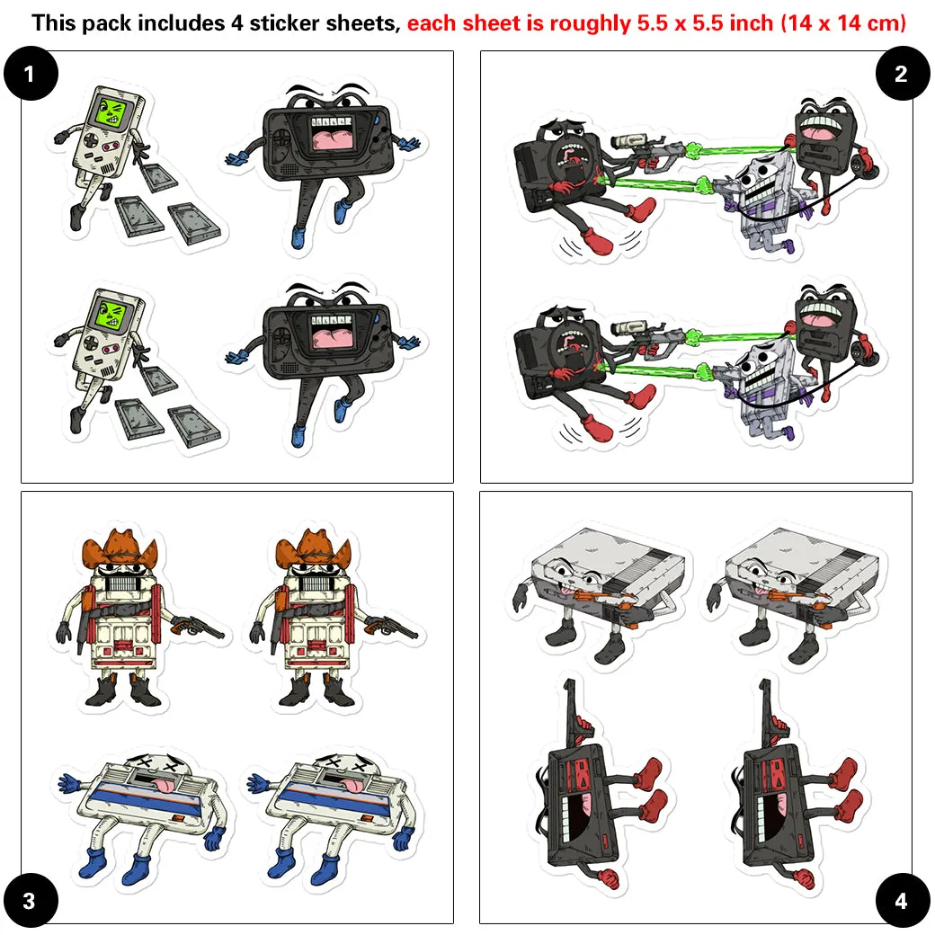 Retro Console Wars - Pack of 4 Kiss Cut Stickers