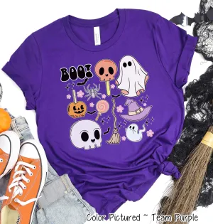 Retro Cute Boo Skull Halloween Tee