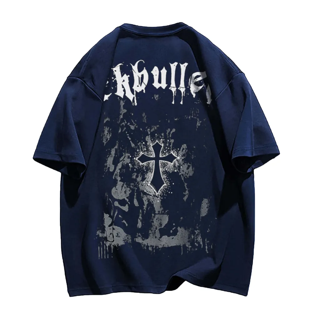 Retro Dark Cross Letters T-Shirt