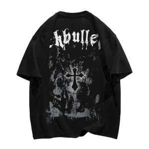 Retro Dark Cross Letters T-Shirt