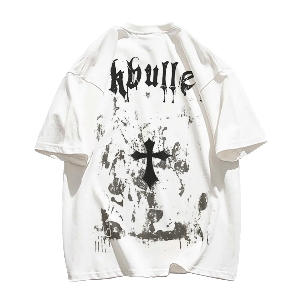 Retro Dark Cross Letters T-Shirt