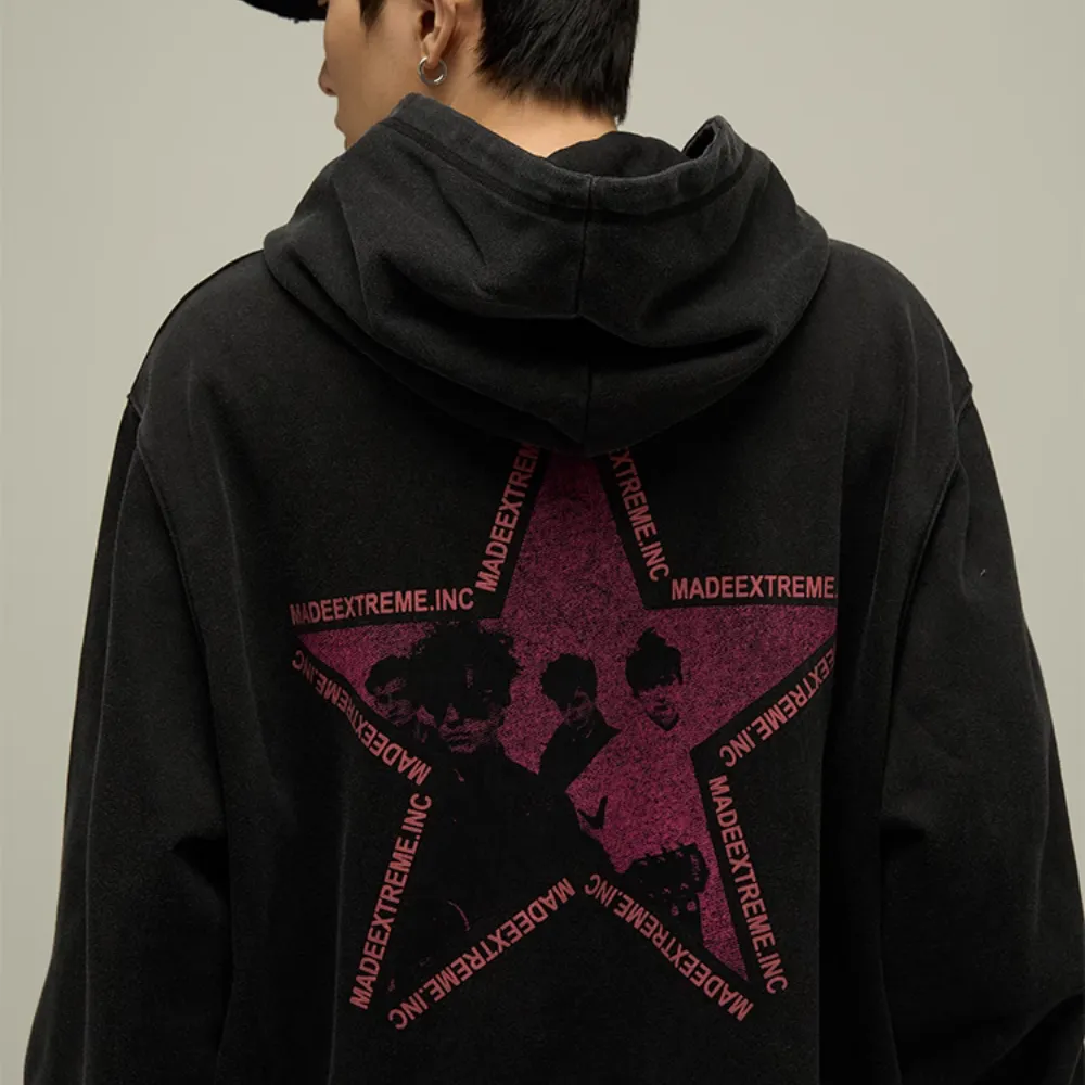 Retro Distressed Pentagram Hoodie