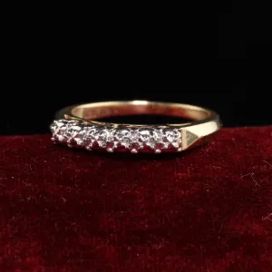 Retro Estate 14K Yellow Gold Diamond Cut Wedding Band - Size 5