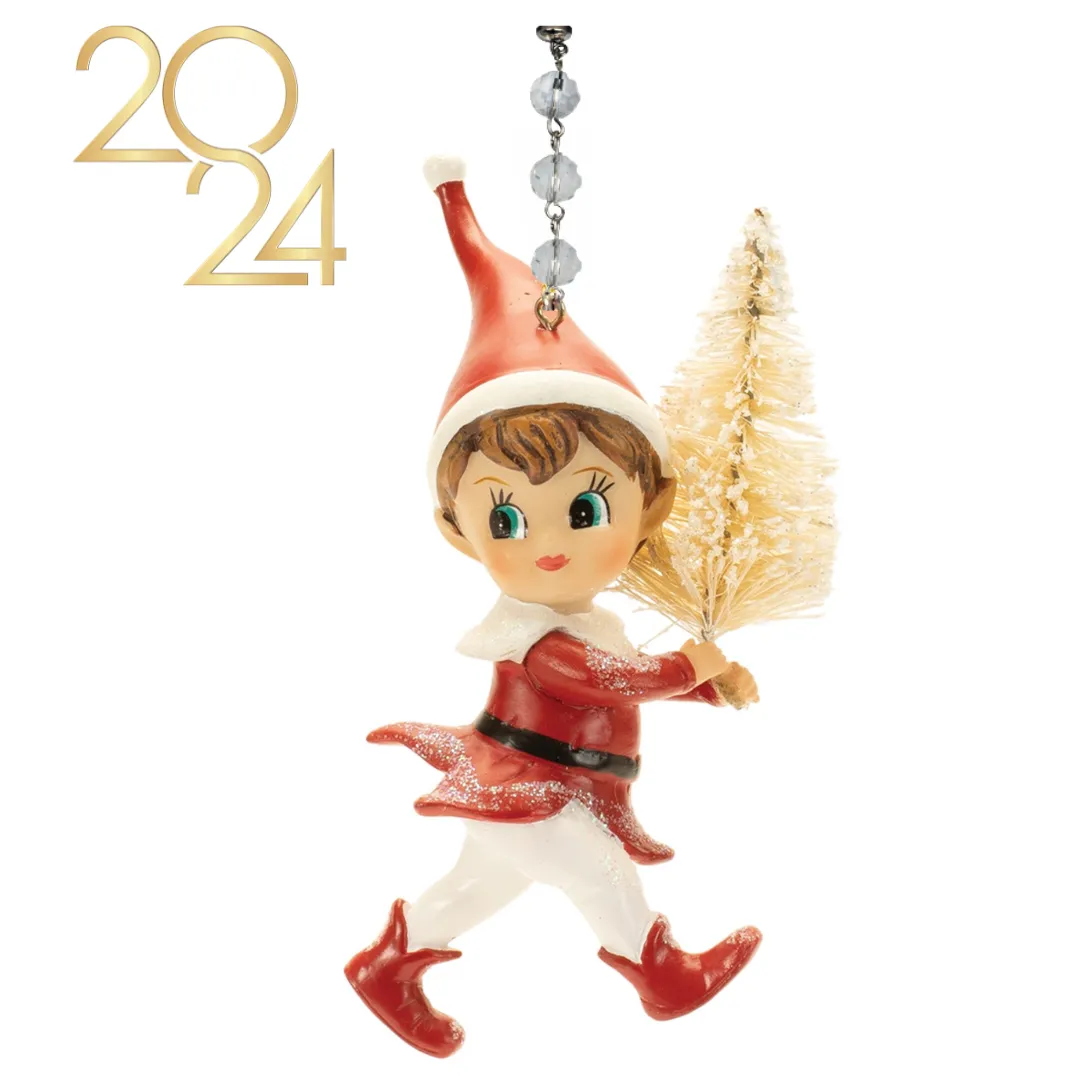 RETRO HOLIDAY ELF (Set/1 OR Set/3) - MAGNETIC CHANDELIER ORNAMENT