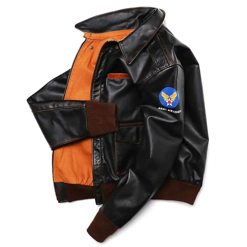 Retro Leather Flight Jacket
