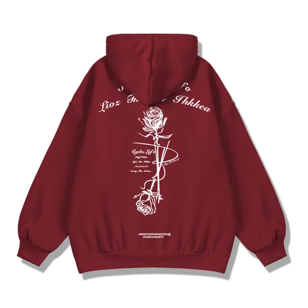 Retro Rose Lettering Hoodie