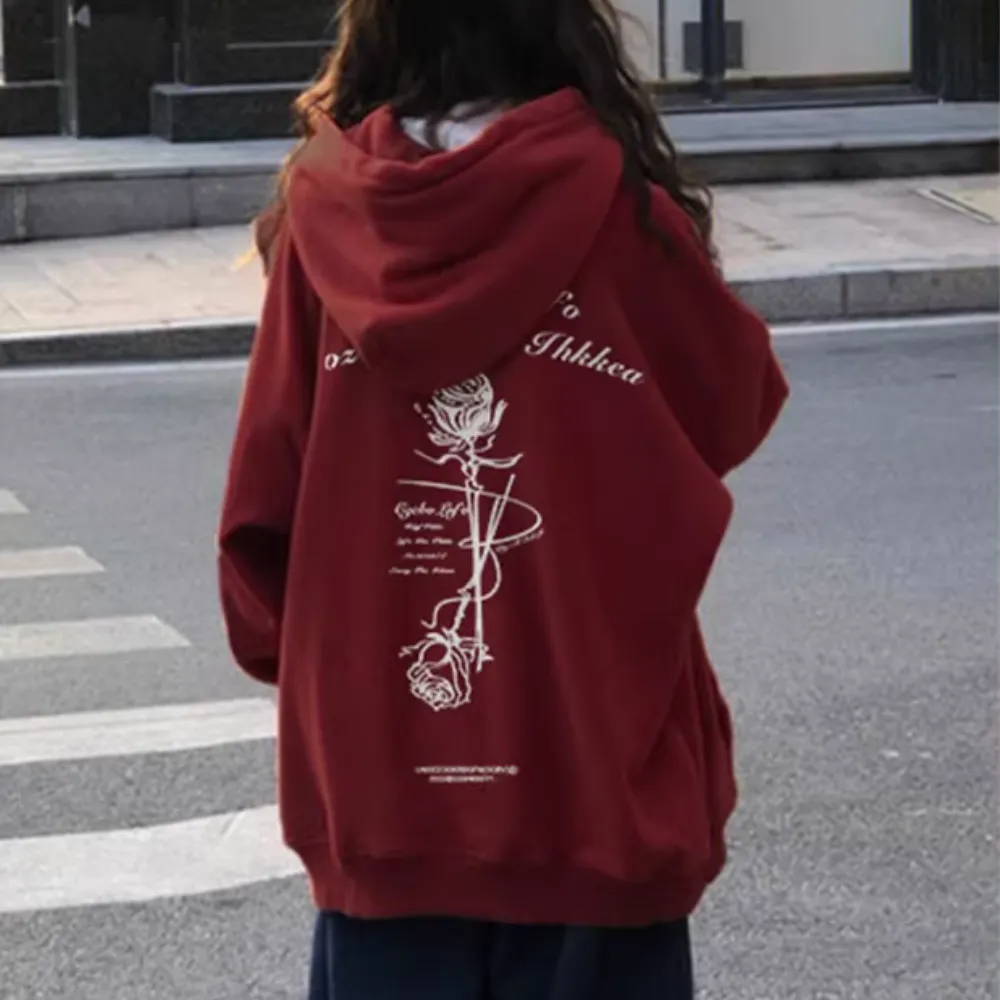 Retro Rose Lettering Hoodie