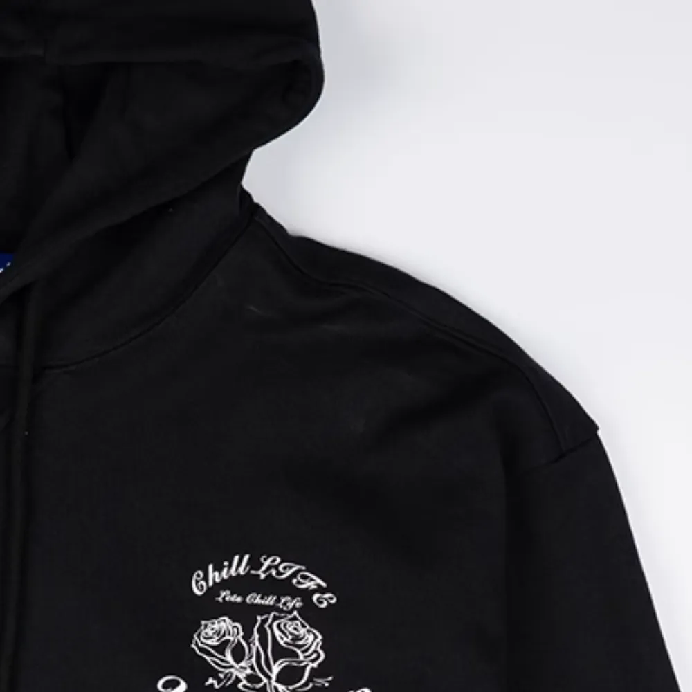 Retro Rose Lettering Hoodie