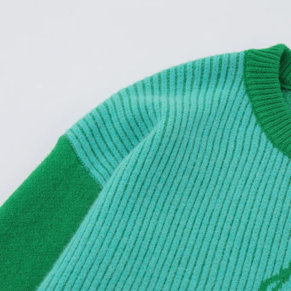 Retro Star Knit Patchwork Sweater
