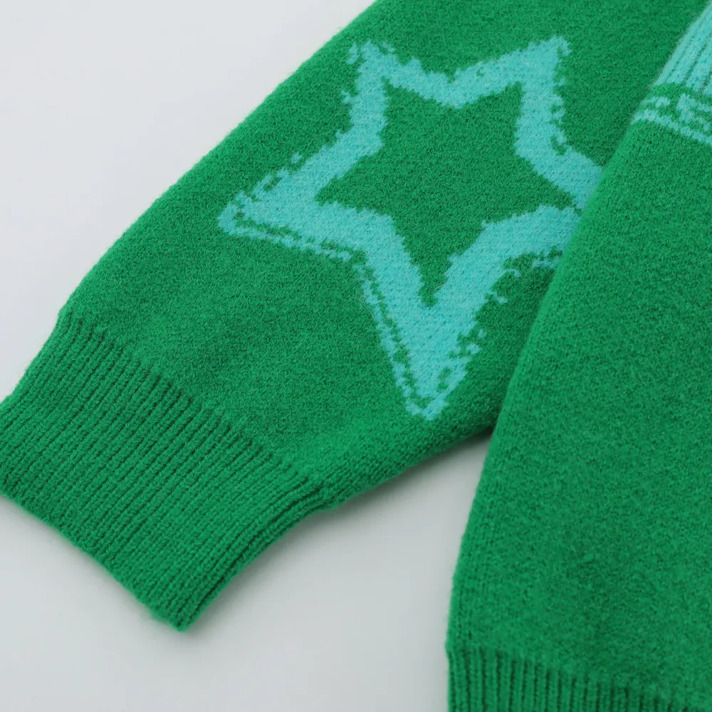 Retro Star Knit Patchwork Sweater