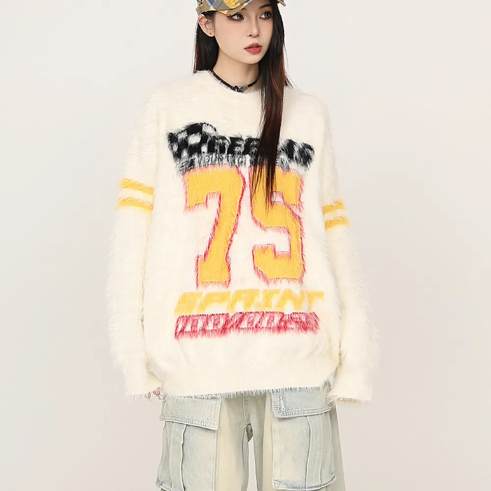 “Retro trend college sports style"Sweater