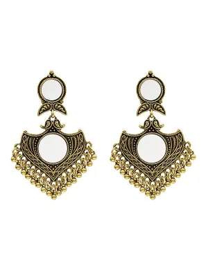 Retro Triangle Style With Mirror Tassel Earrings