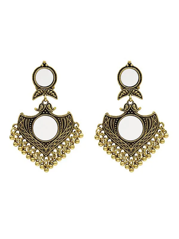 Retro Triangle Style With Mirror Tassel Earrings