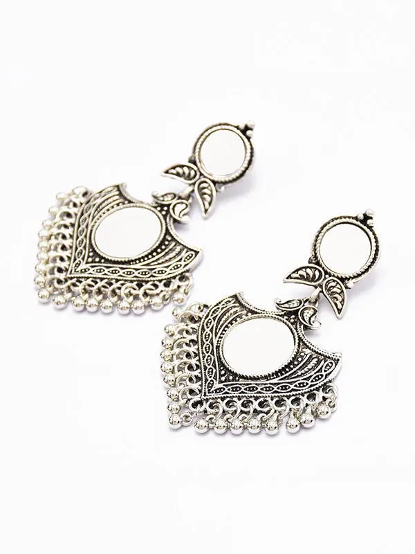 Retro Triangle Style With Mirror Tassel Earrings