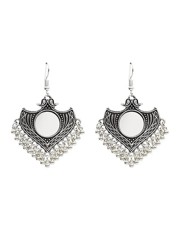 Retro Triangle Style With Mirror Tassel Earrings