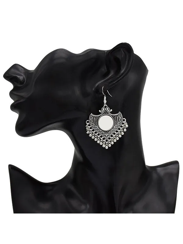 Retro Triangle Style With Mirror Tassel Earrings