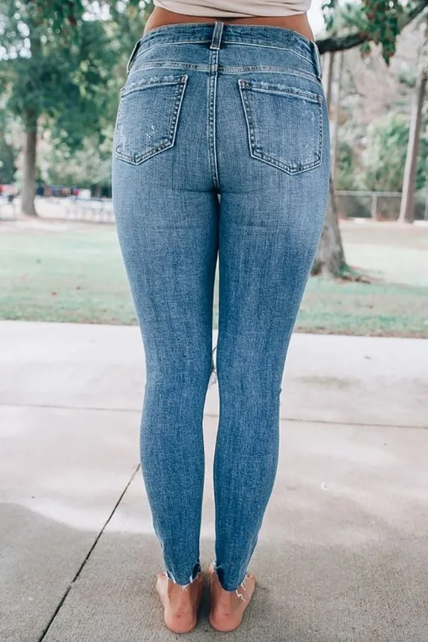 Ripped Hollow Out Skinny Denim Jeans