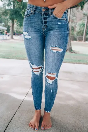 Ripped Hollow Out Skinny Denim Jeans