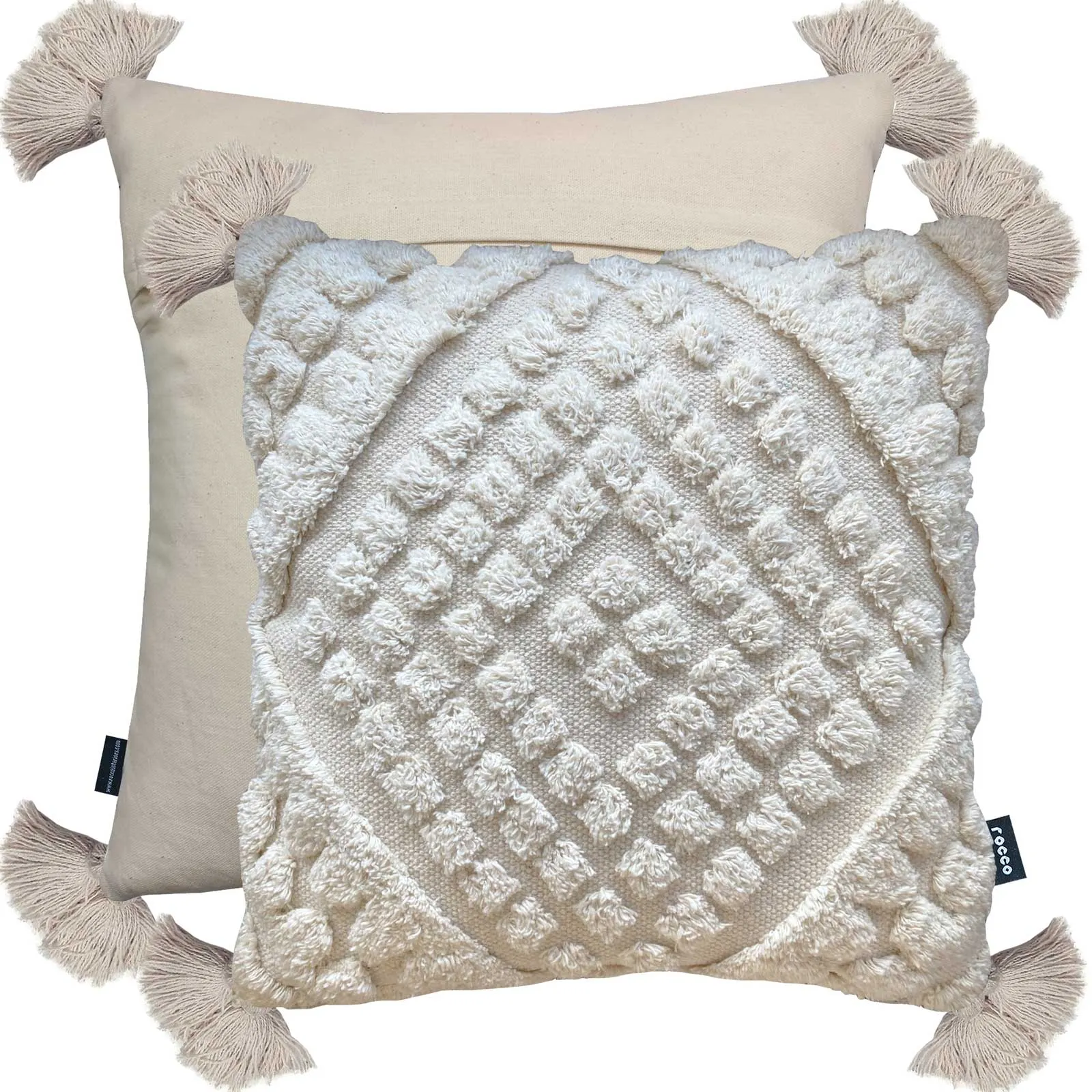 Rocco Pemba Tufted Diamond Cushion Cover - Cream