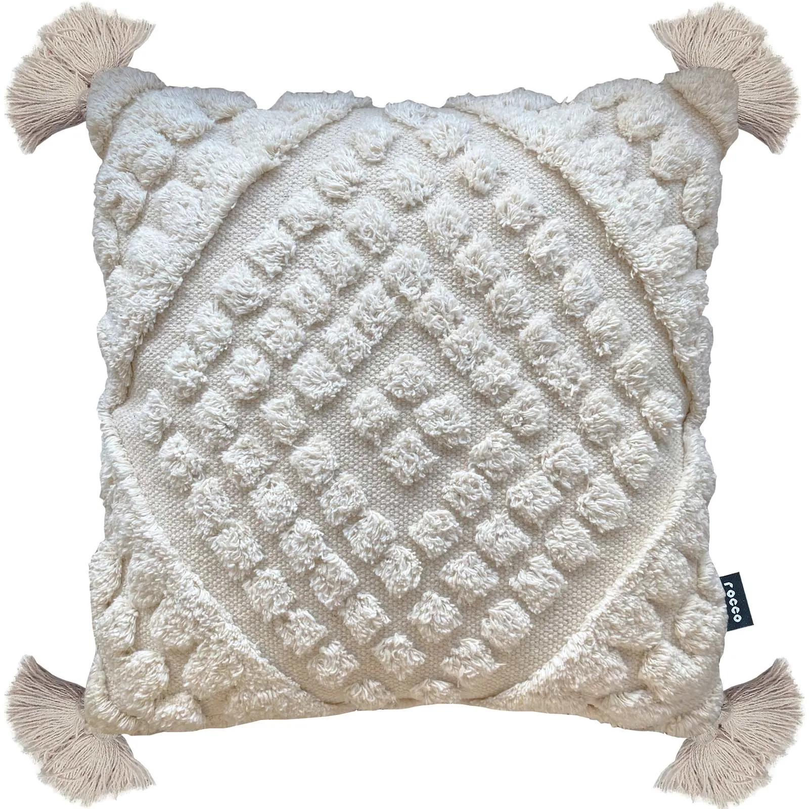 Rocco Pemba Tufted Diamond Cushion Cover - Cream