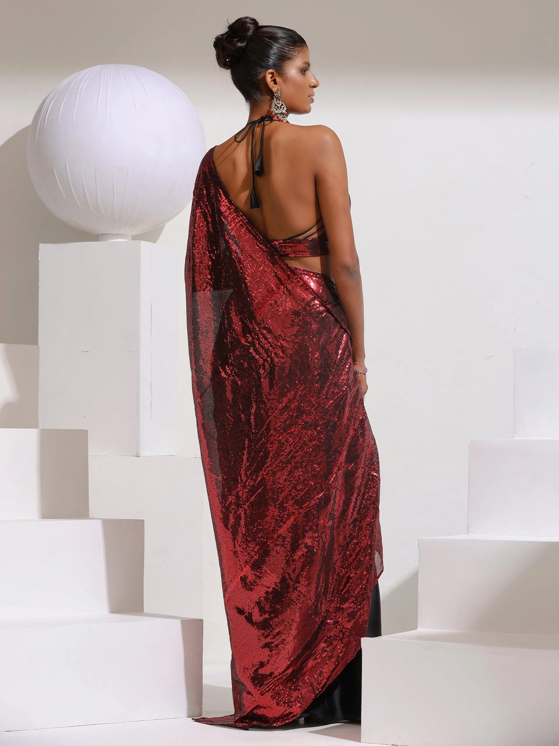 Rock His World Sequin Satin Saree
