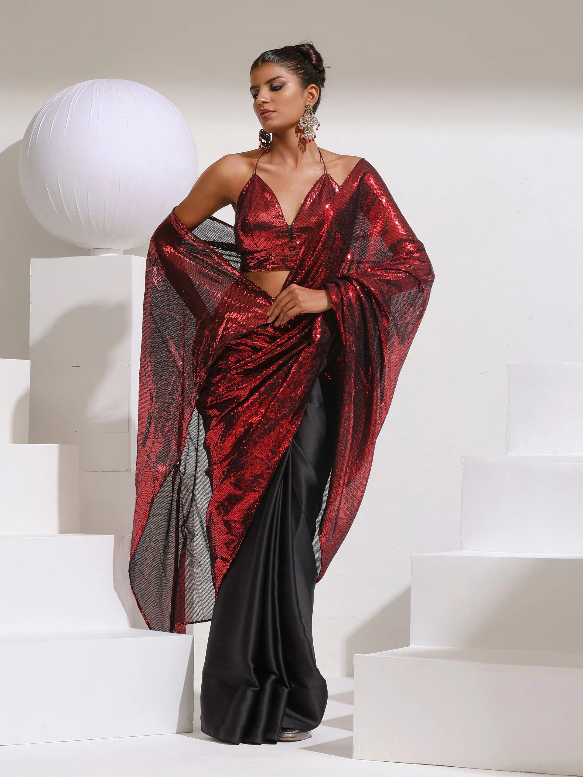 Rock His World Sequin Satin Saree