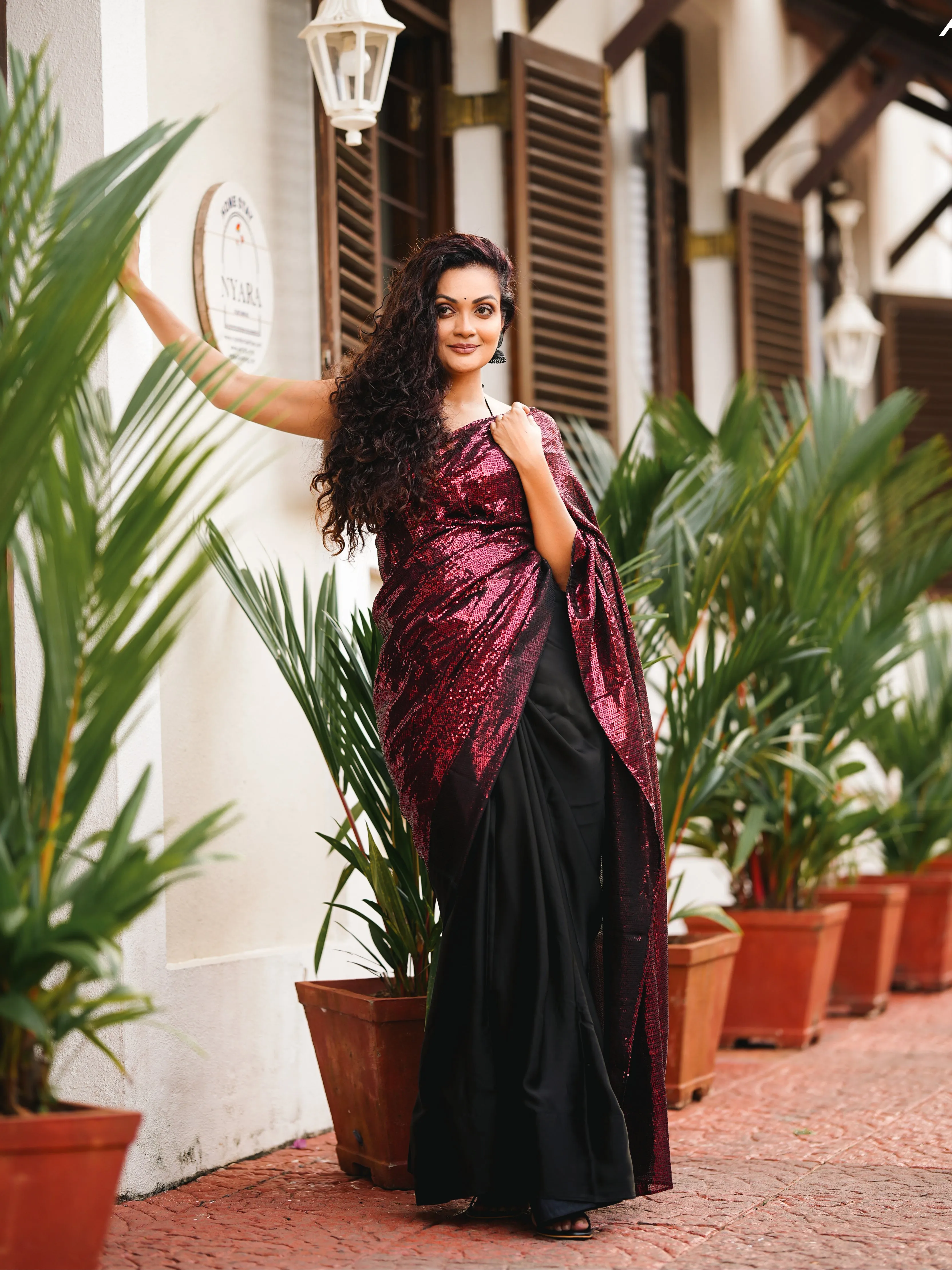 Rock His World Sequin Satin Saree