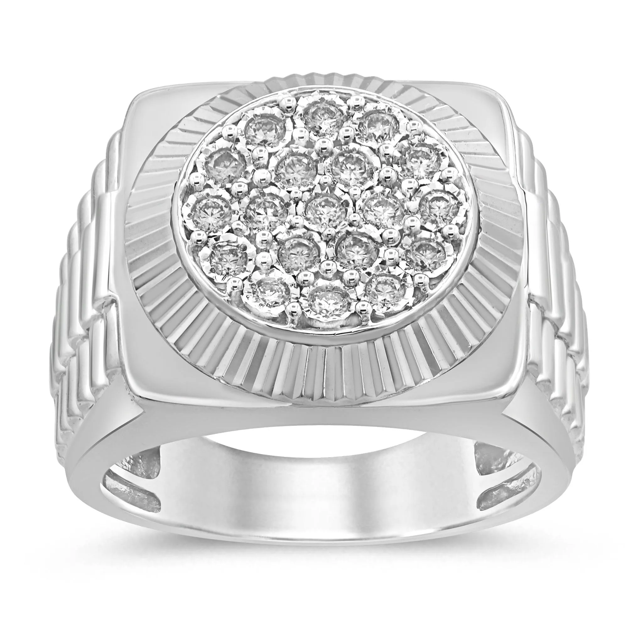 Rolex Look Men's Ring with 0.40ct of Diamonds in Sterling Silver