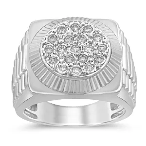 Rolex Look Men's Ring with 0.40ct of Diamonds in Sterling Silver