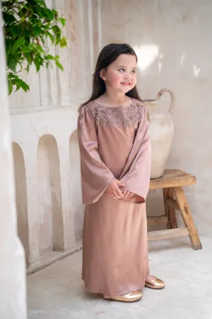Rosé Elegance Embroidered Kids Abaya