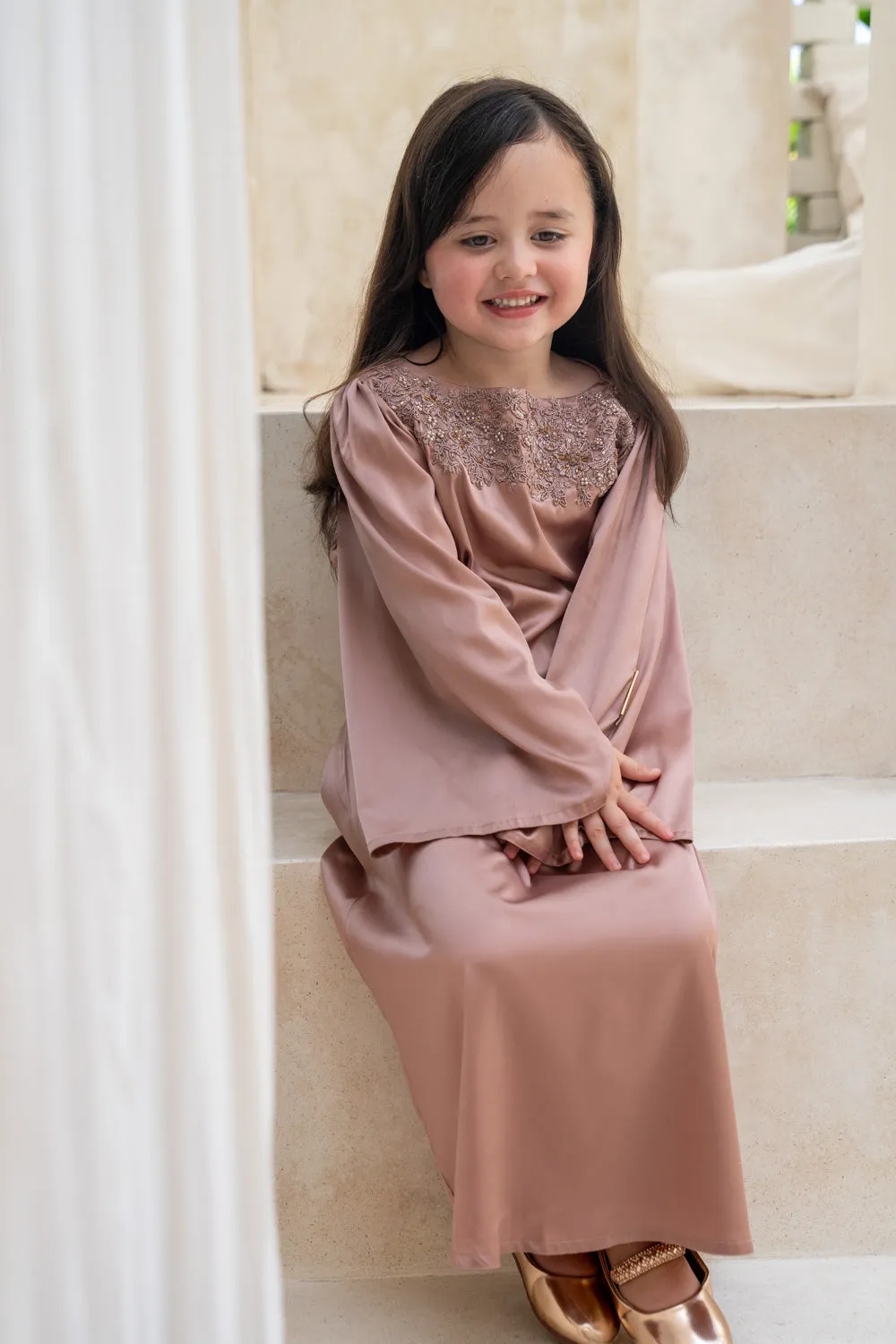 Rosé Elegance Embroidered Kids Abaya