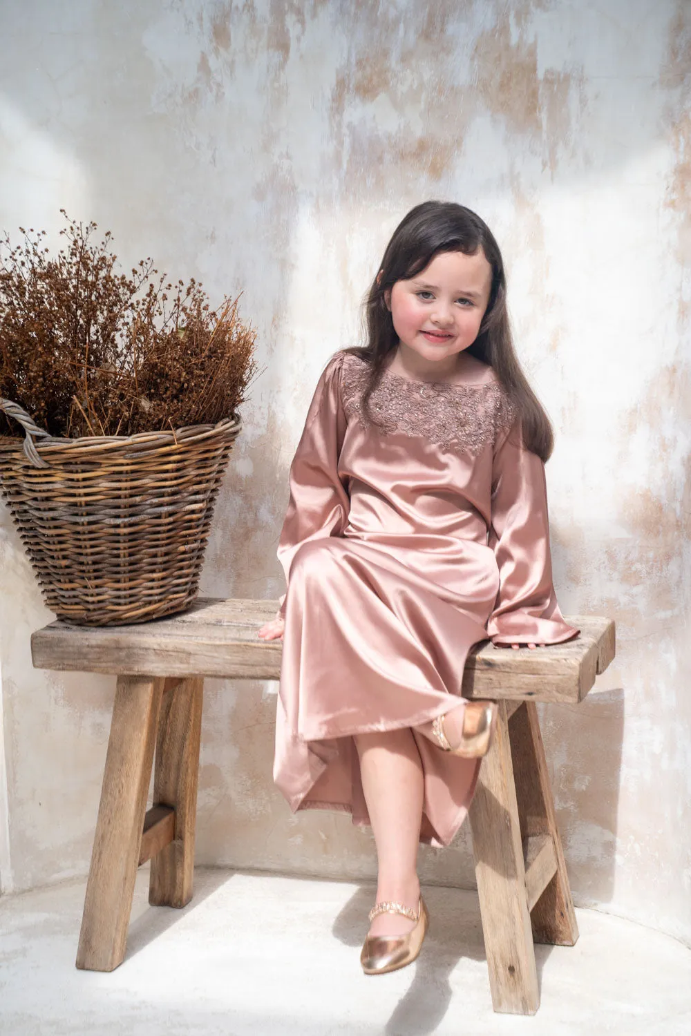 Rosé Elegance Embroidered Kids Abaya