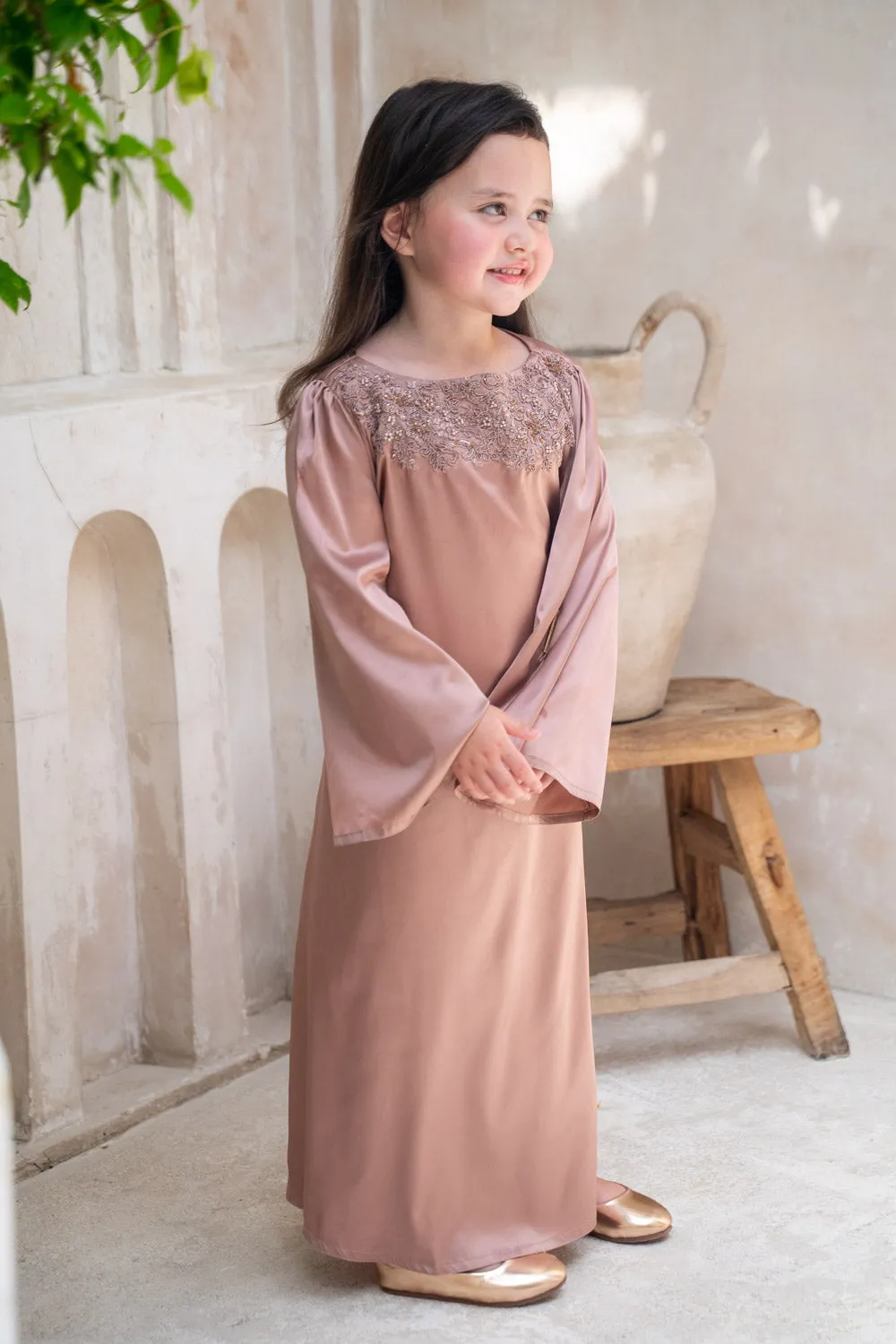 Rosé Elegance Embroidered Kids Abaya