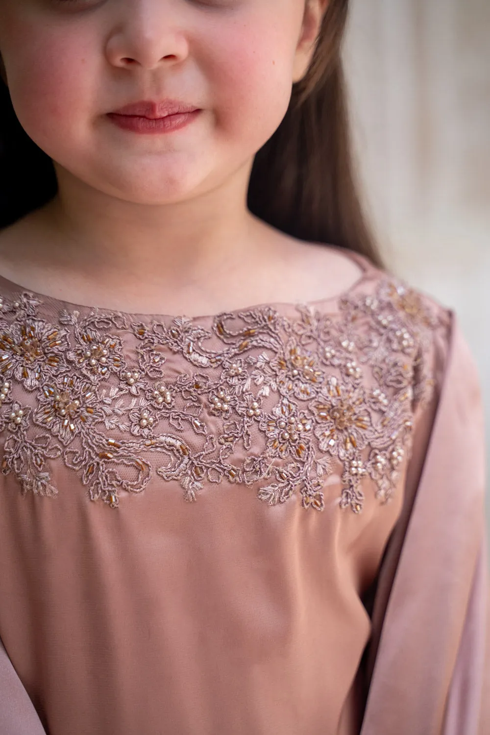 Rosé Elegance Embroidered Kids Abaya