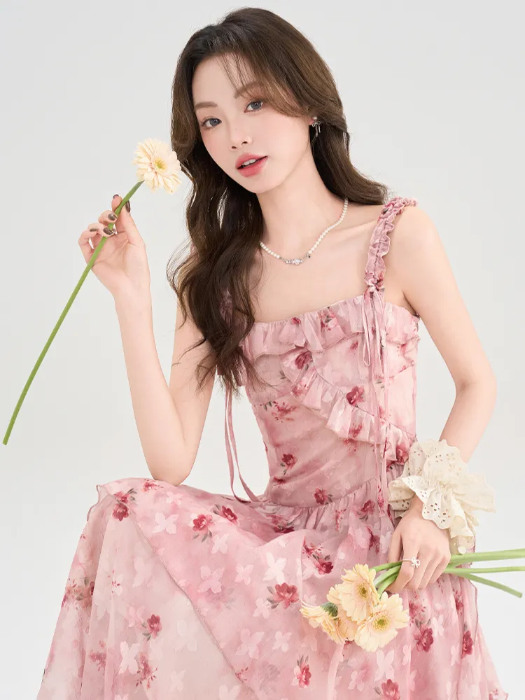 Rose Blossom Floral Tiered Dress