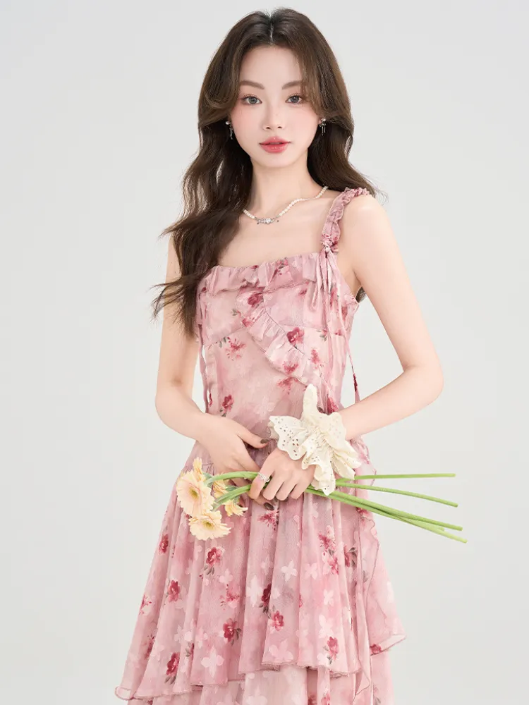 Rose Blossom Floral Tiered Dress