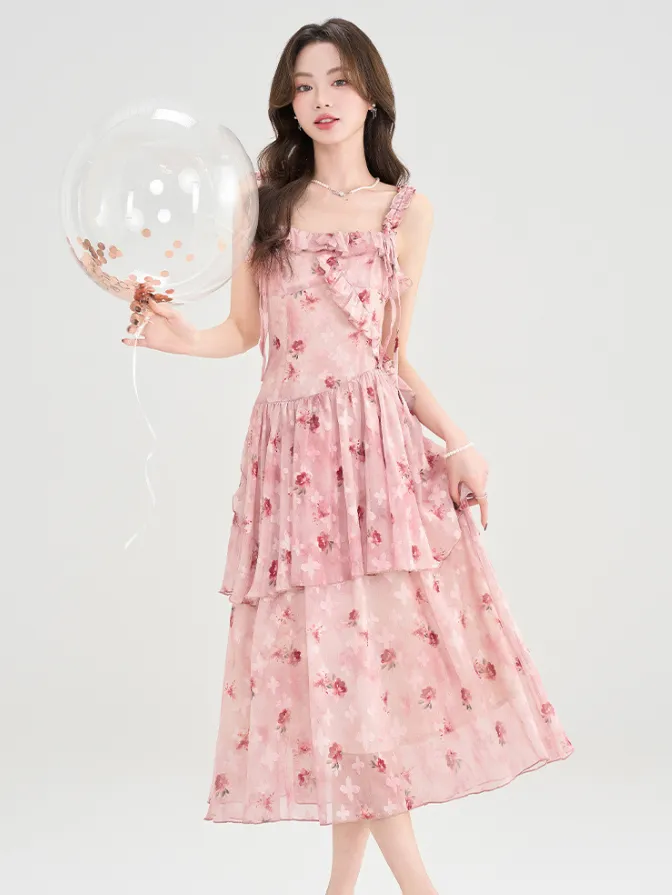 Rose Blossom Floral Tiered Dress