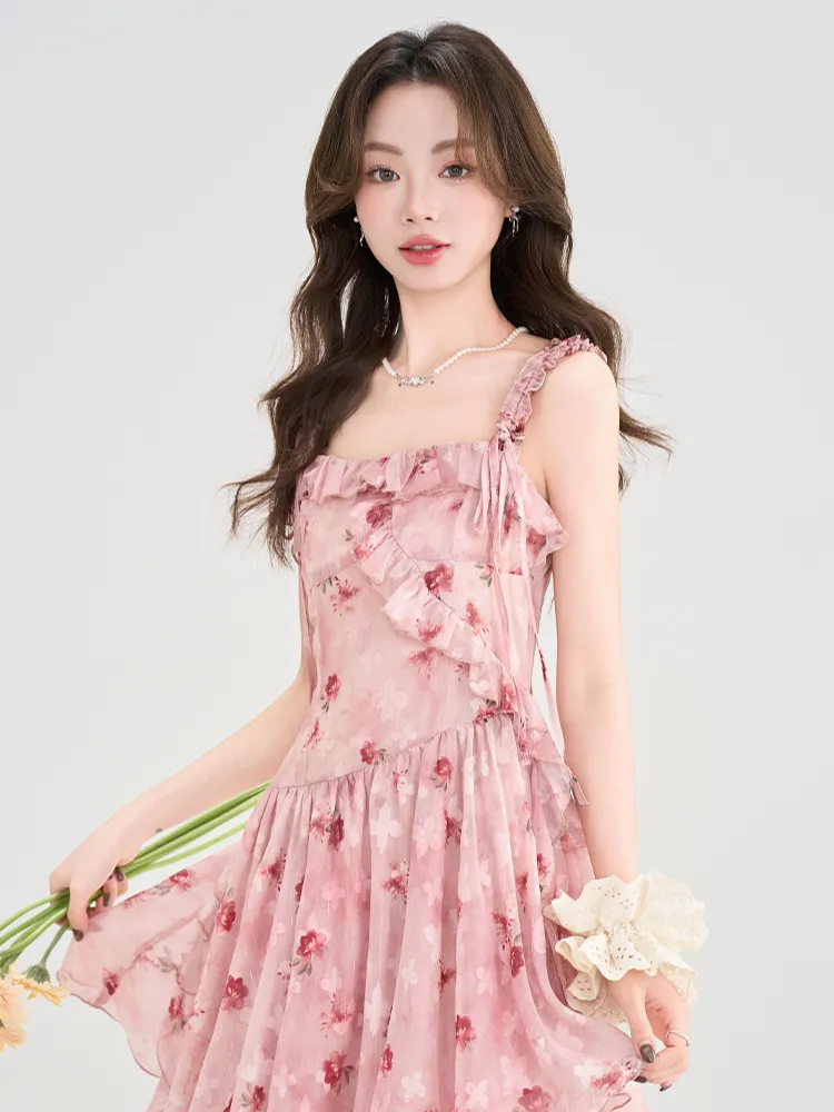 Rose Blossom Floral Tiered Dress