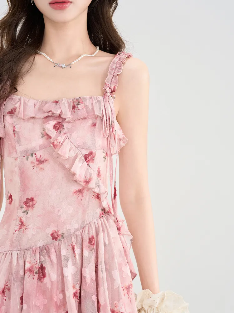 Rose Blossom Floral Tiered Dress