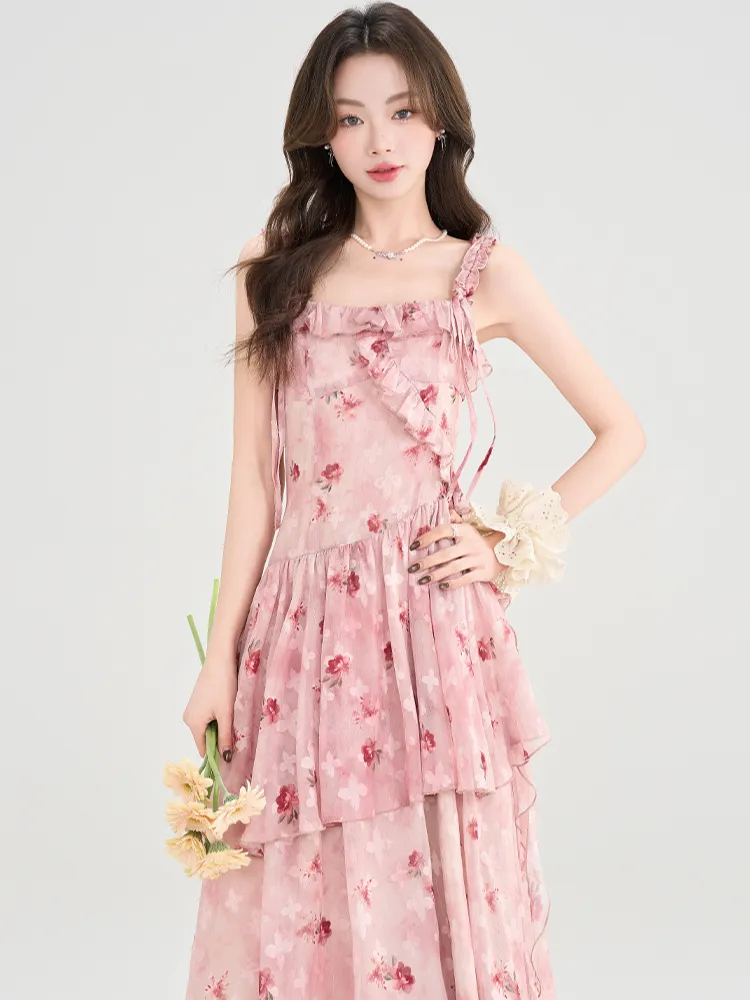 Rose Blossom Floral Tiered Dress